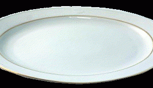 Porcelæn cala m. guldkant ovalt fad