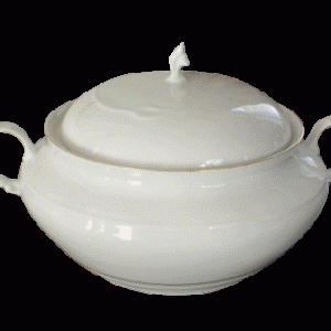 Porcelæn cala m. guldkant suppeterrin