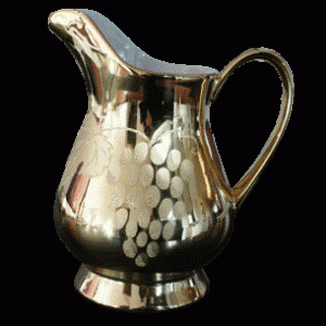 Porcelæn debelly guld kande med drue