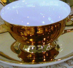 Porcelæn bonechina guld Tekop m.underkop