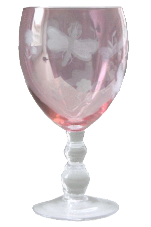 Glas butterfly rød 16,5 cm.