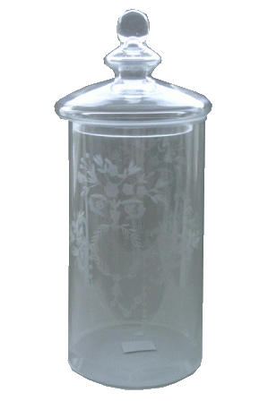 Glas molly krans krukke m. låg L 31cm.