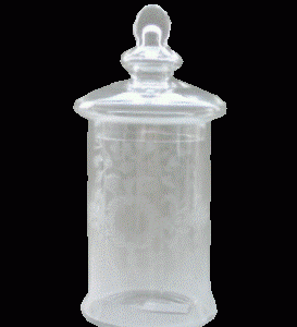 Glas molly krans krukke m. låg S 20 cm.