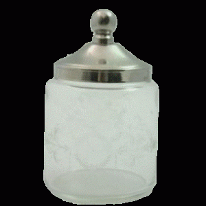 Glas molly krans skål 16,5cm m.sølv låg