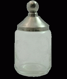 Glas molly krans skål 15cm m. sølv låg