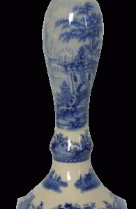 Porcelæn blue castle lysestage 23 cm.