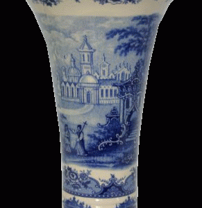 Porcelæn blue castle vase 30 cm.