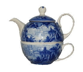 Porcelæn blue castle te sæt for 1