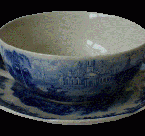 Porcelæn blue castle bouillon skål
