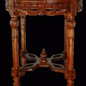 Bord antik mahogny rund marmor 71x85 cm.