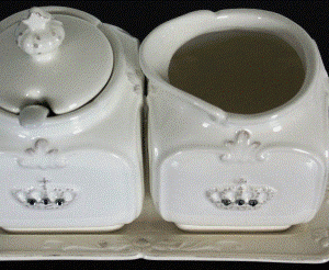 Porcelæn sukker og mælk set Crown