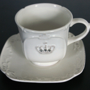 Porcelæn kop med underkop Crown