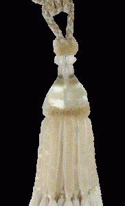 Kvast creme/beige m. glas knop