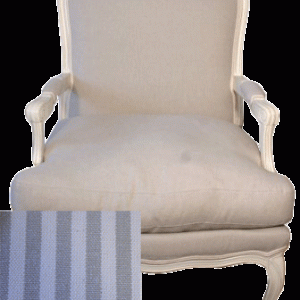 Armstol antik hvid stel beige strib
