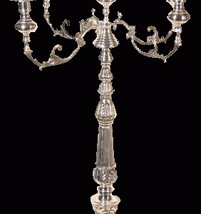 Lysestage antik sølv 5-arm 65 cm.