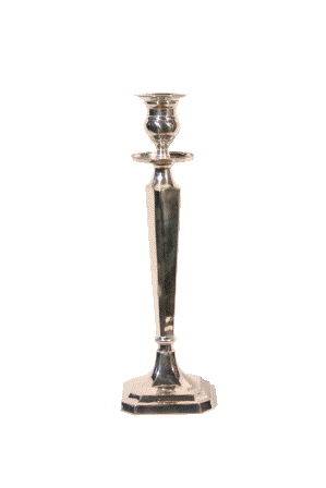 Lysestage sølv 8 kantet fod 33 cm.