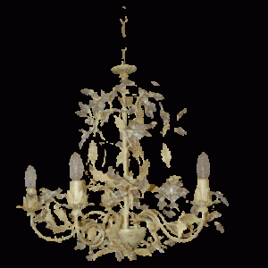Candelabra 5 arm blad antik hvid