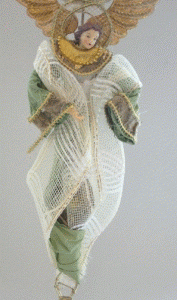 Engel m/lysholder 48 cm grøn