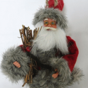 Santa med gren til ophæng 13cm