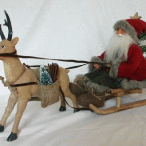 Santa på kælk 46x30cm