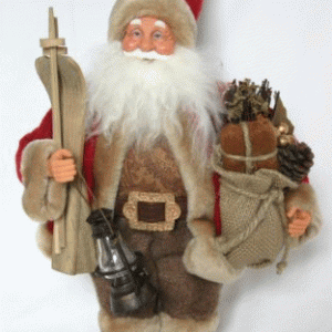 Santa med ski og lantern 30cm