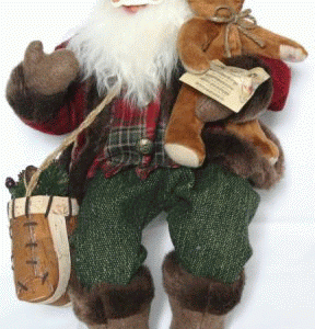Santa siddende med bamse 46cm
