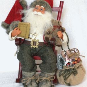 Santa på gyngestol m.gaver 41cm