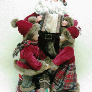 Santa 51cm m.harmonica og to børn
