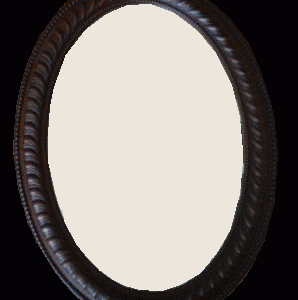 Spejl mahogny 60x90 ovalt m.rille kant