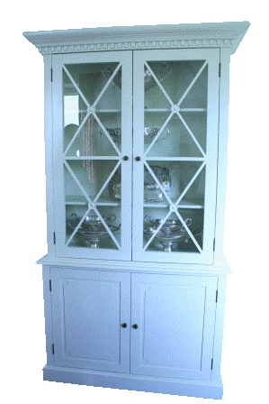 Skab antik hvid 2-fløjet 125x45x220 cm.