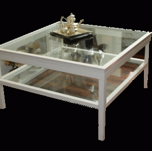 Sofabord hvid m. glasplade 110x110x60 cm