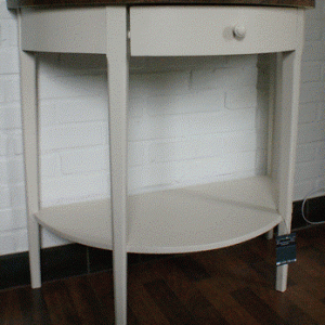 Halv-rund konsole hvid m. elm top