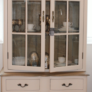 Skab Louis XV antik hvid m. egetræ top