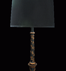 Lampe 83cm sort/guld sort rund skærm