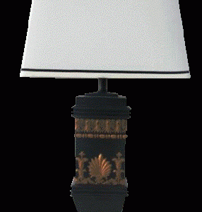 Lampe 72cm sort/guld m hvid skærm
