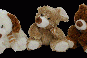 Ass. plysdyr, mus, bamse, hund, 17 cm.