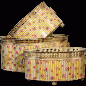 Decopage skjuler gul strib m. rose oval