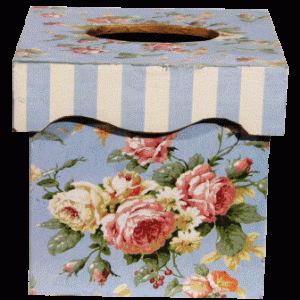 Decopage tissuebox blå m. roser