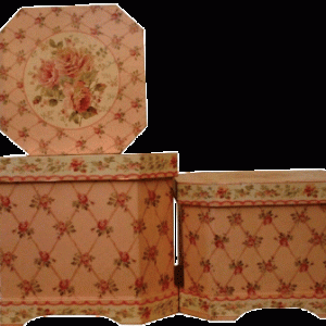 Decopage box lyserød m. roser S/3