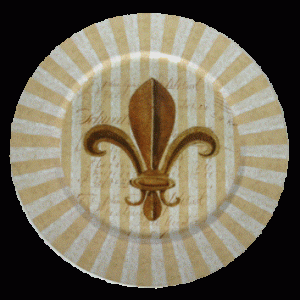 Decopage tallerken m. fleur de lys motiv