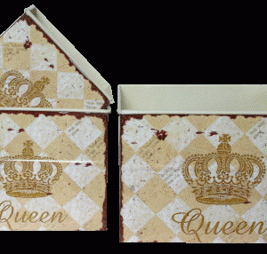 Decopage skjuler guld m. kronemotiv S/3