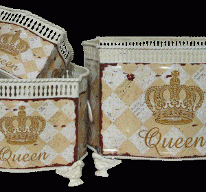 Decopage skjuler guld m. kronemotiv S/3