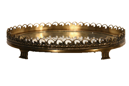 Spejlbakke antik messing oval 39x47 cm.