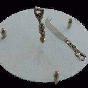 Ostefad antik sølv m. sølv kniv