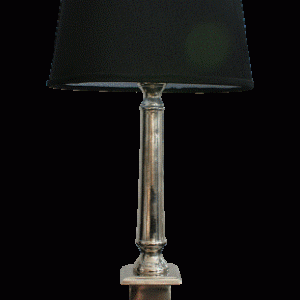 Lampe nikkel 34cm m. sort oval