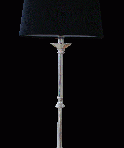 Lampe sølv 55 cm med sort skærm