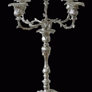 Lysestage antik sølv 5-arm 79 cm. Ø64 cm