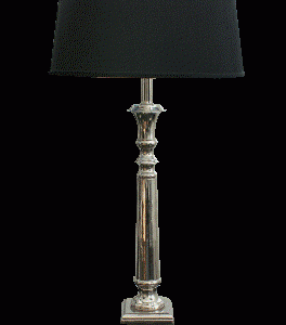 Lampe nikkel 61cm med sort skærm