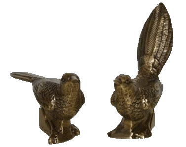Fugle par i antique messing