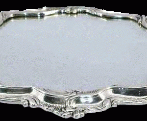 Spejlbakke antik sølv oval 55 cm.